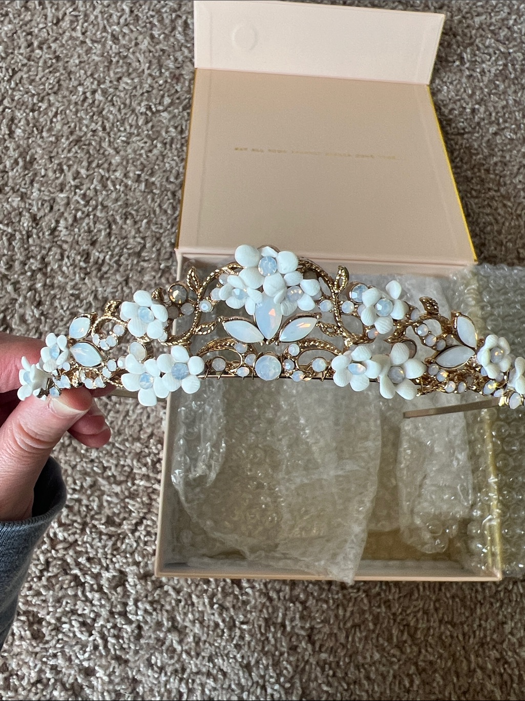 Twigs & Honey Bridal Tiara - Gold, White, Light Blue — image 4 of 8